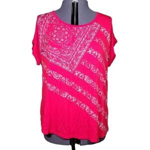 Style & Co. Paisley Flag Graphic T-Shirt Sz XL
